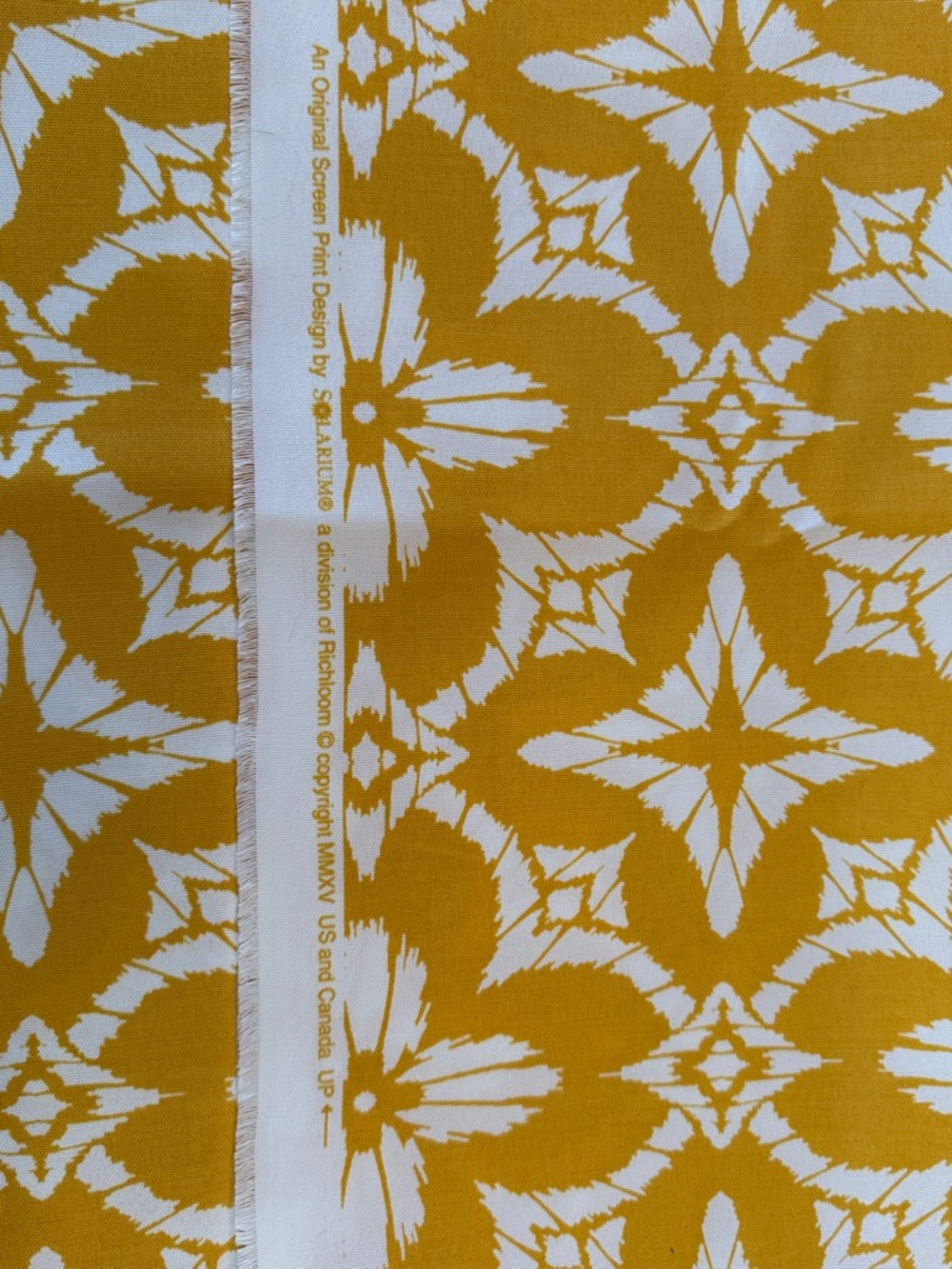 Yellow and White Geometric Fabric - Picture 2 of 3